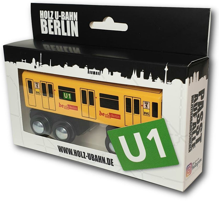 Miniatur Holz U-Bahn Berlin U1 zum Spielen.