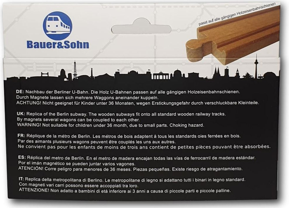 Miniatur Holz U-Bahn Berlin U3 zum Spielen.